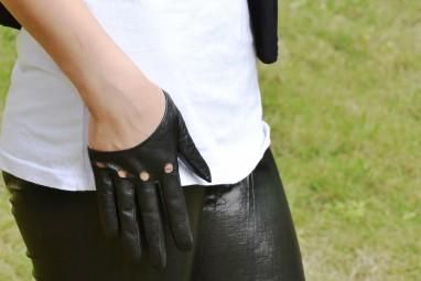 New four holes black 100% real goat leather half gloves  