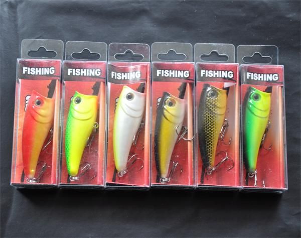 6Pcs 6cm Fishing Hard Lures Bait Floating Popper Hooks  