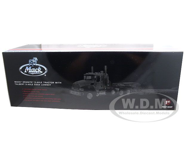 MACK GRANITE TRI AXLE LOWBOY TRAILER YELLOW/SILVER 1/34 BY FIRST GEAR 