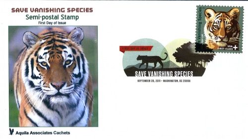 Save Vanishing Species Amur Tiger Cub Semipostal FDC   Aquila Cachet 