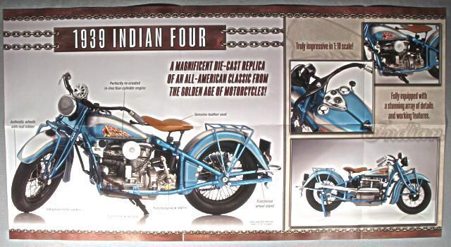 Danbury Mint 1939 Indian Four Motorcycle Sales Brochure  