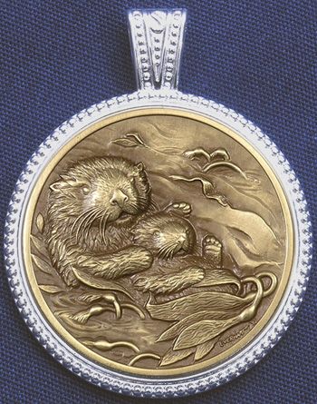 Sea Otter Medallion Pendant w/ Rope Bezel Rufo Sculptor  