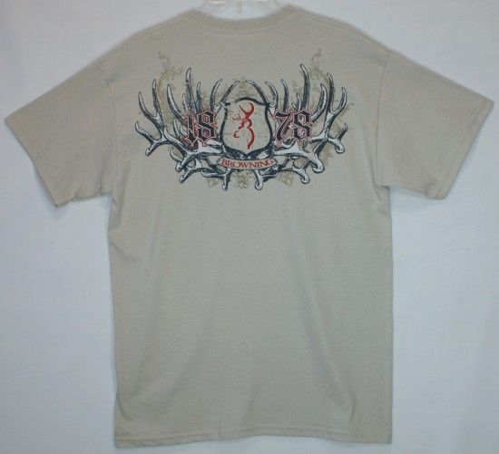   Shirt Buckmark Deer Logo Rack Hunting Rifle Gun Tan NWT  