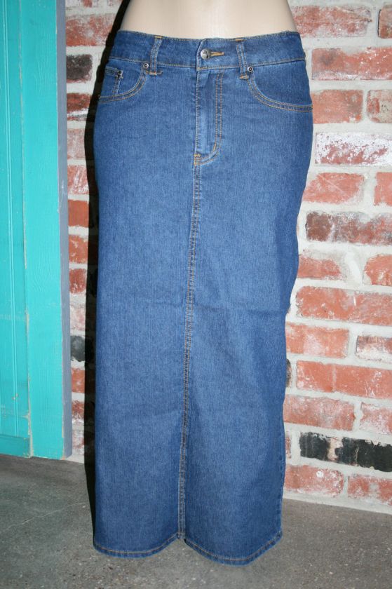   Long BLUE Denim SKIRT~Straight~8 10 12 14 16 18 20~Flap Pockets  