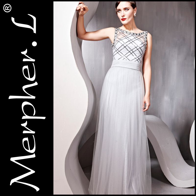   Fashional Gray Cocktail Prom Chiffon Square Formal Long Evening Dress