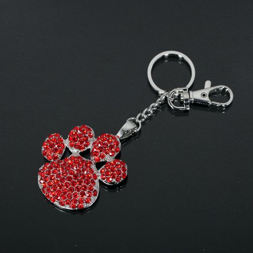 Paw Print Rhinestone Keychain SY28163 K17 in 6 Colors  