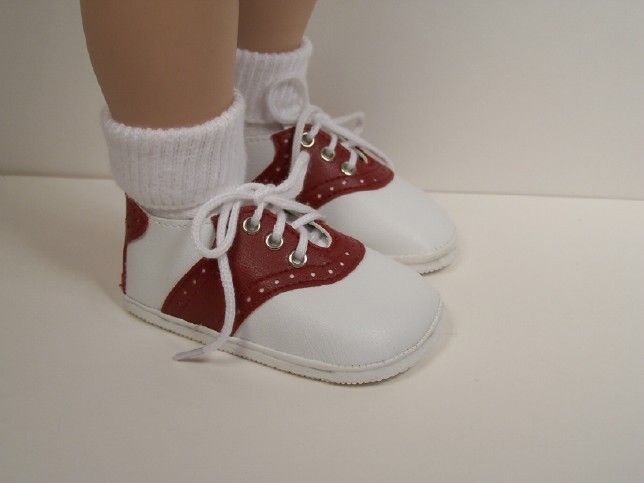 BURGUNDY Saddle Oxford Doll Shoes For My Twinn Pose.♥  