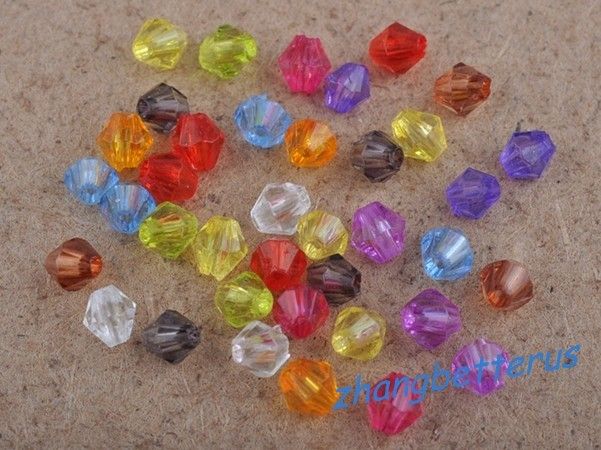 1200 Pcs Mixed Acrylic Spacer loose bicone beads charms jewelry 