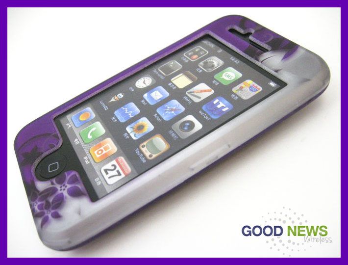for AT&T Apple iPhone 3G 3GS   Purple Vines Rubberized Hard Case Phone 