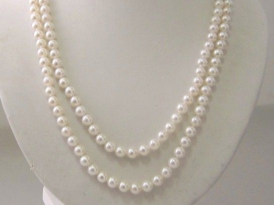 DOUBLE LARGE WHITE AKOYA PEARL 14K NECKLACE  20 & 22  