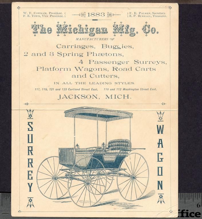 1883 Michigan Mfg Jackson Mich Wagon Phaeton Buggy Carriage Cutter Ad 