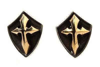   CROSS STERLING 925 SILVER STUD EARRINGS   PUNK ROCK GOTH GOTHIC  