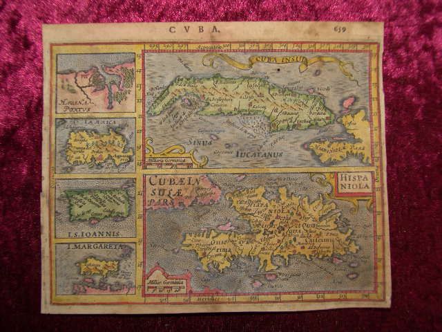 CUBA HISPANIOLA HAITI JAMAICA MAP MERCATOR 1621 #D739  