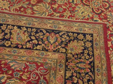   Fine Handmade Antique Persian Laver Kerman Wool Rug _Excell Condition