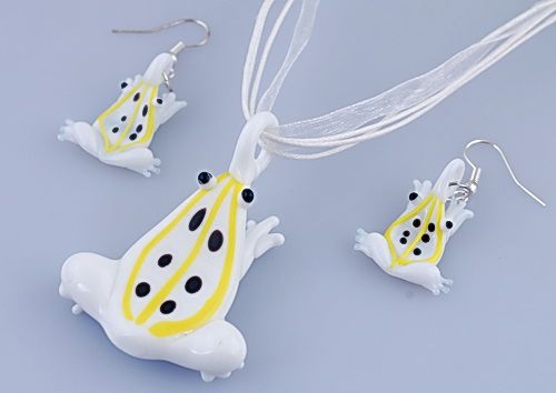   Dot Animal 1set Lampwork Murano Glass Bead Pendant Necklace Earrings