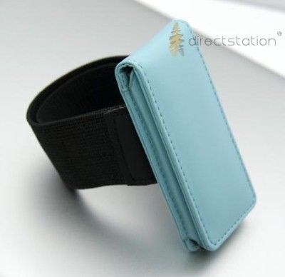 iPod nano 5th Generation 5G Blue Armband Leather Case  