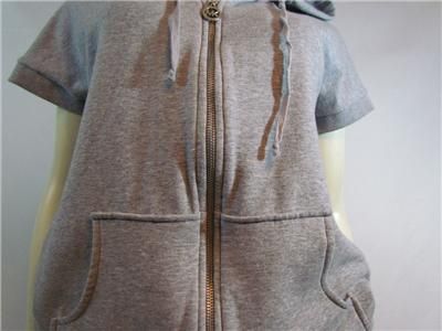 Michael Kors Womens Gray Stretch Sweatshirts Hooded Jacket Top sz S L 