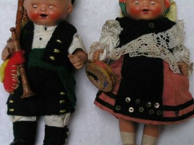 Vintage Terra cotta Couple Dolls, Spain Ca 1920/30  