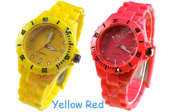 Men Women Lady Wristwatch Summer Plastic Wrist Watch  