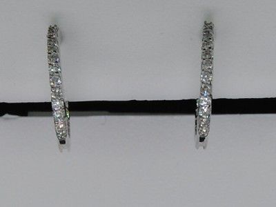 LADIES WHITE GOLD PAVE DIAMOND ENDLESS HOOP EARRINGS  