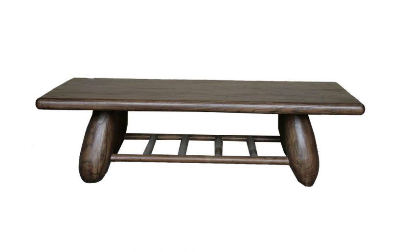 Rustic Natural Wood Oval Legs Low Coffee Table s1352  