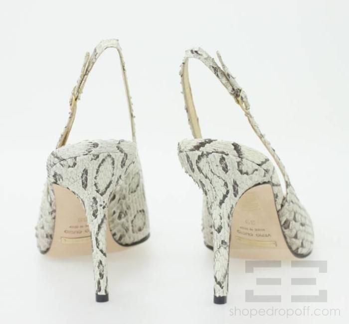 Dolce & Gabbana Natural Snakeskin Pointed Toe Slingback Heels Size 39 