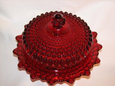 Vintage WESTMORELAND Glass RED ROYAL RUBY Covered Butter AMERICAN 