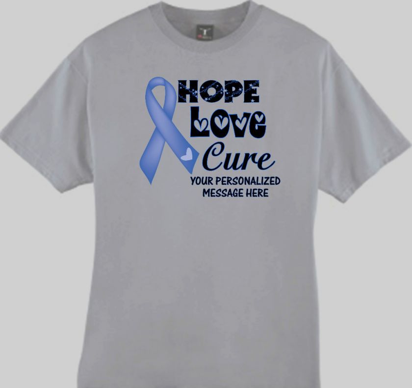  Prostate Cancer Awareness Hope Love Cure Blue Ribbon T Shirt Sm 6X