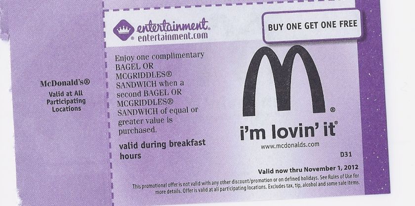 McDonalds Coupons BAGEL  