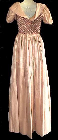 BEADED WESTERN FRONTIER CIVIL WAR 1880S PERIOD GOWN  