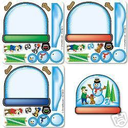 SNOWGLOBE 15 LARGE MAKE YOUR OWN STICKERS Christmas  