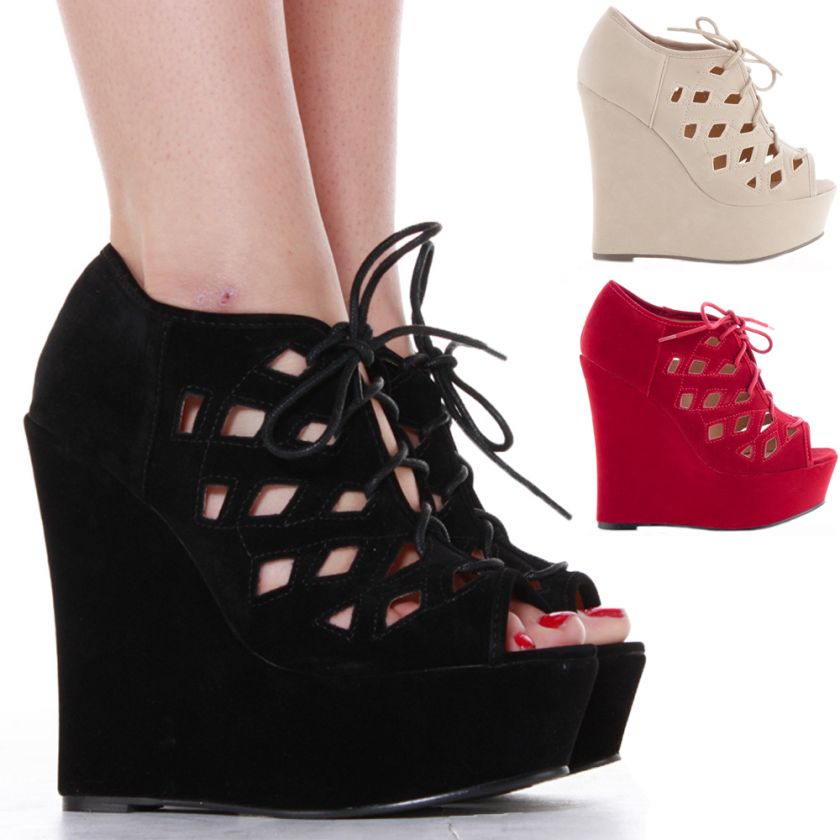 Ladies High Heel Wedges Platform Strappy Peeptoe Wedge Boots Sandals 