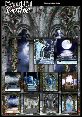 BEAUTIFUL GOTHIC Digital Fantasy Backgrounds Backdrops  