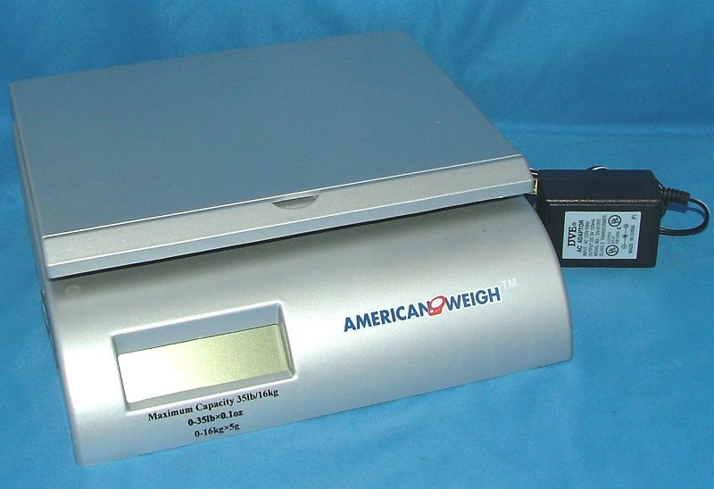   Silver 35lb 16kg AC/DC DIGITAL POSTAL SCALE W/ AC POWER SUPPLY  