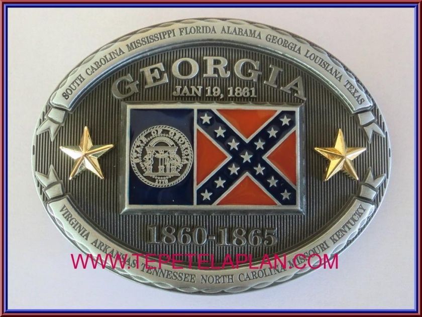 CSA CONFEDERATE REDNECK STATE FLAG GEORGIA BELT BUCKLE  