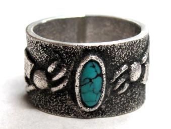 Lee Begay Kokopelli Ring Lone Mountain Turquoise NICE  