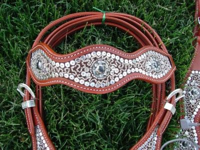 Western Show Headstall Breast Plate TAN Fancy Tape  