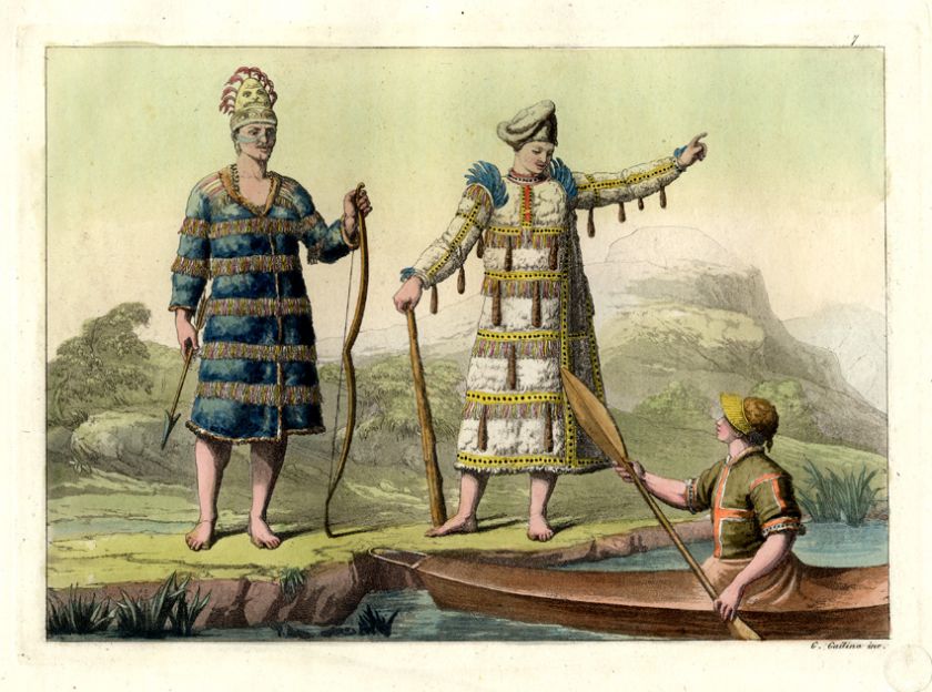 Antique Print LAPLAND COSTUME WEAPONRY Ferrario 1827  