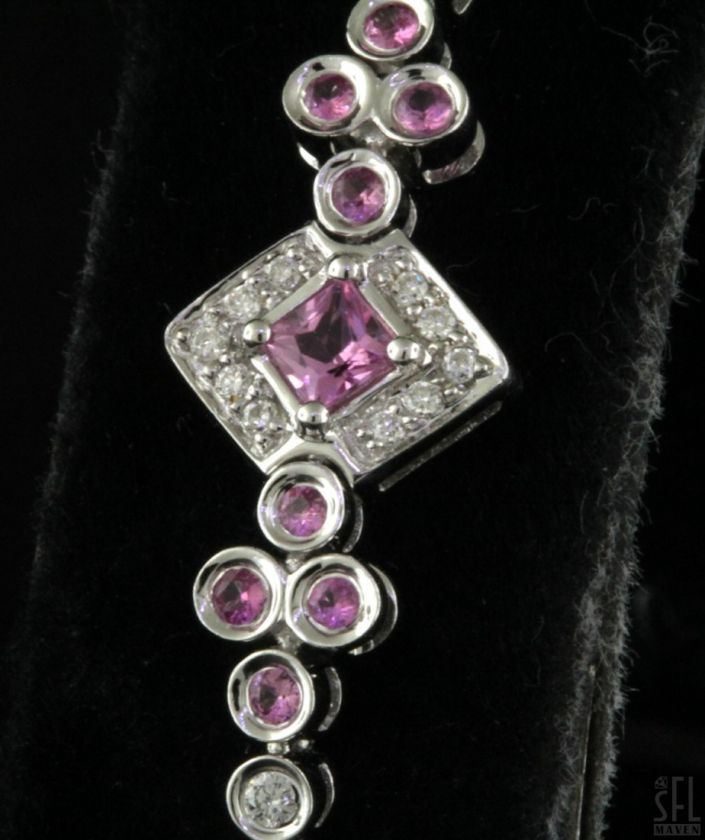 14K WHITE GOLD BEAUTIFUL 2.40CTW DIAMOND/PINK SAPPHIRE LINE LINK 