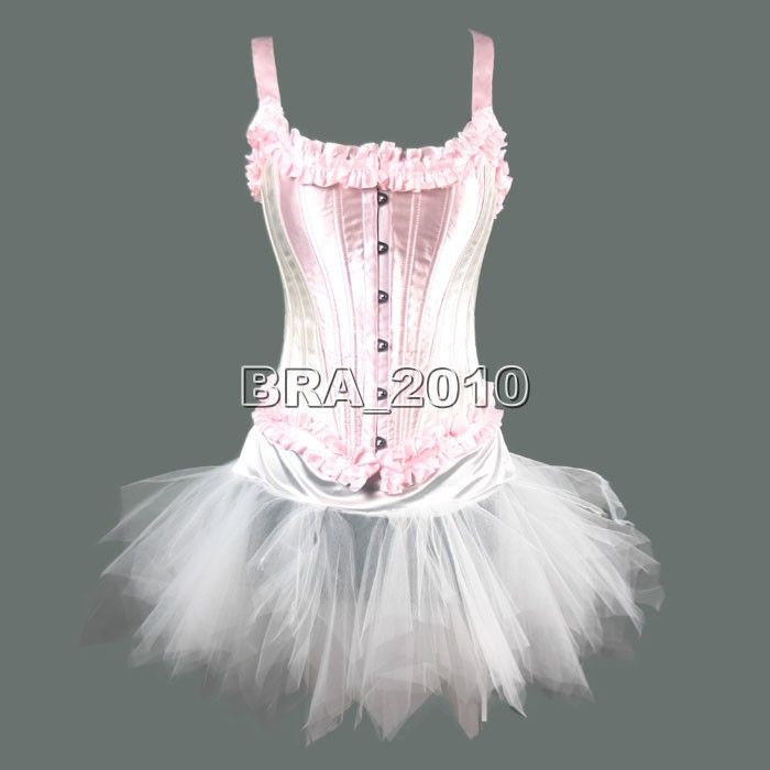 colour Corset Bustier thicken all steel boned + skirt  