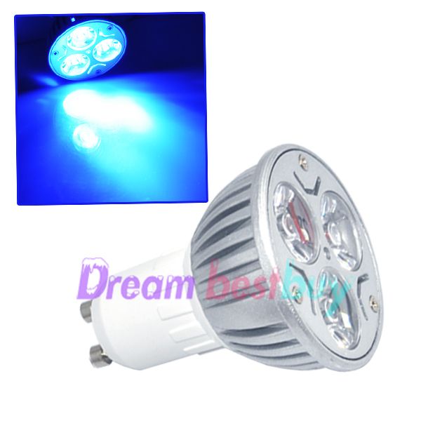 3W Gu10 High Power Focus Blue Light LED Spot Lamp 3x1W  