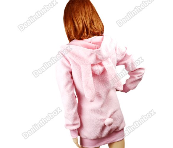 Womens Cute Bunny Ears Warm Sherpa Hoodie Jacket Coat tops Outerwear 