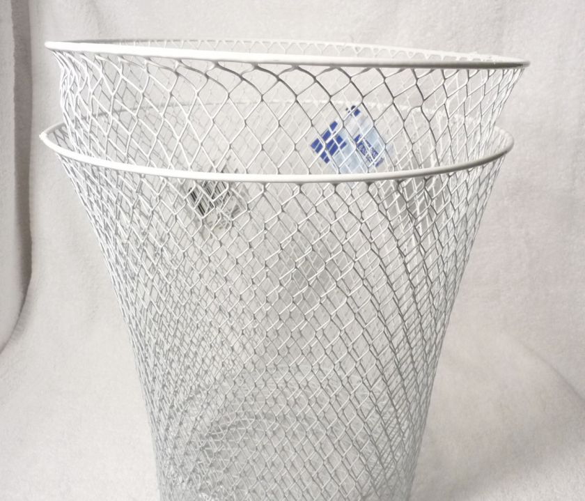 Wire Waste Basket Mesh Trash White 10Dia Can Garbage Waste Paper 