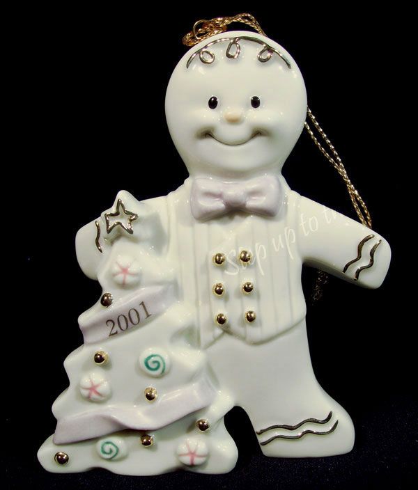   China 2001 GINGERBREAD Man Sweetest Christmas Tree Ornament MIB w/ COA