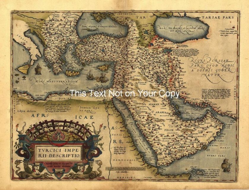 A1 Old Saudi Arabia Turkey Turkish Empire Antique Map  