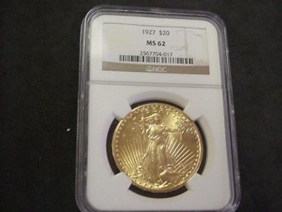 1927 $20 SAINT GAUDENS DOUBLE EAGLE GOLD NGC MS62 MS 62 NICE LOOK 