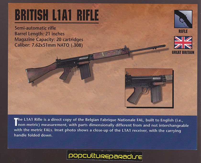 BRITISH L1A1 RIFLE Semi Auto Atlas Classic Firearms Gun CARD  