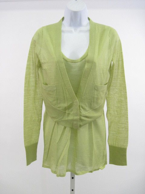 VERA WANG Green Wool Tank Top Cardigan Sweater Set Sz S  
