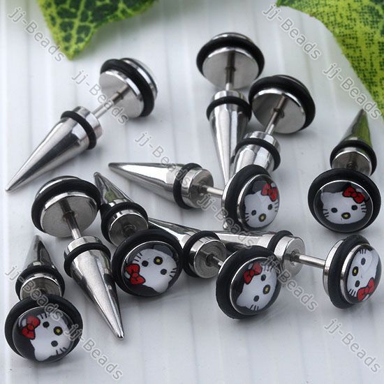 10p Hellokitty Stainless Steel Taper Screwed Ear Studs  