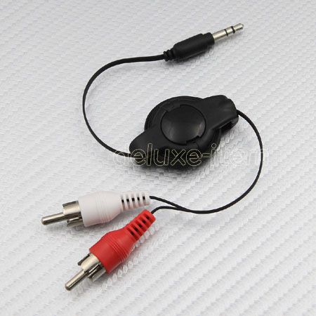 Audio RCA Y Adpater Retractable Cable for iPhone iPod  
